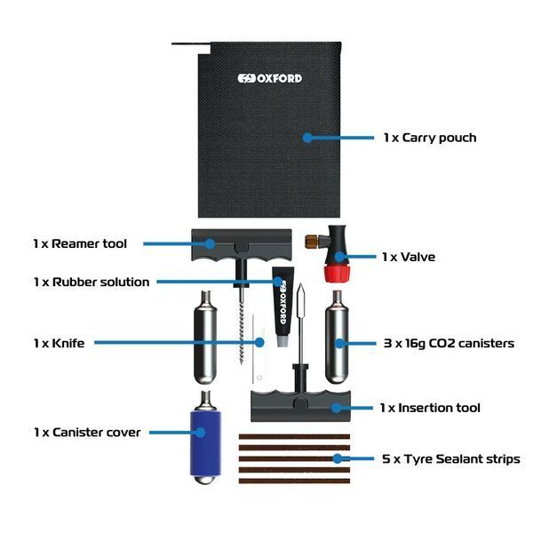 Набір для ремонту шин Oxford CO2 Tyre Repair Kit 1 OX720 фото