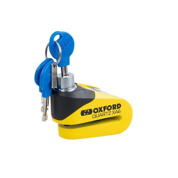 Замок з сигналізацією на диск Oxford Quartz XA6 Disc Lock Yellow/Black LK215 фото
