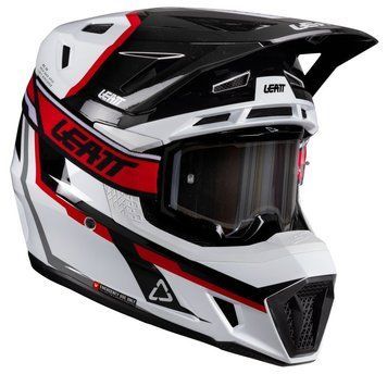 Шлем LEATT Moto 7.5 Helmet + Goggle [White/Red], M 1026000502 фото