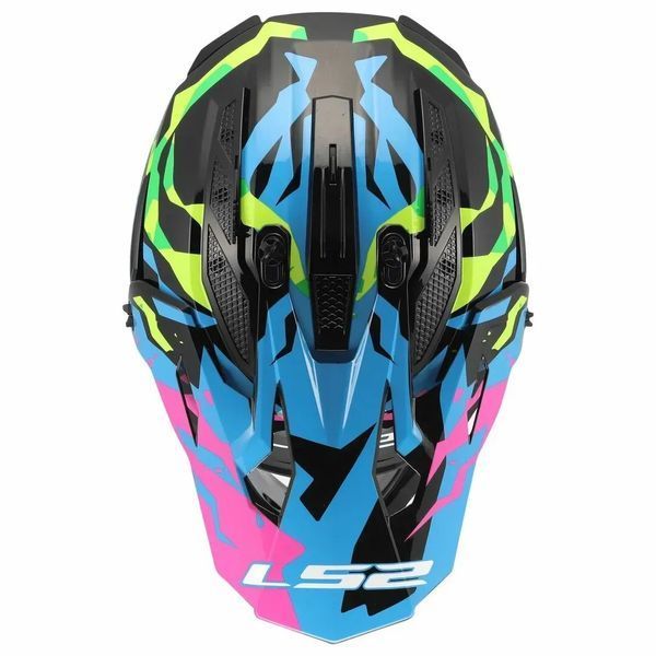 Мотошлем LS2 MX708 Fast 2 Grotesk Blue Pink Green 3XL 4670823543XL фото