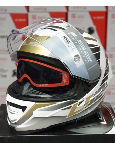 Шлем LS2 FF800 Storm Nerve White Antique Gold XXL 108002043XXL фото