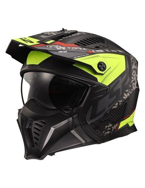 Шолом LS2 OF606 Drifter Devor Matt Black Hi-Vis Yellow L 366062254L фото