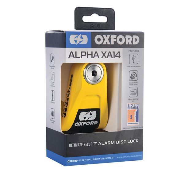 Замок Oxford Alpha XA14 Alarm Disc Lock Yellow/Black LK217 фото