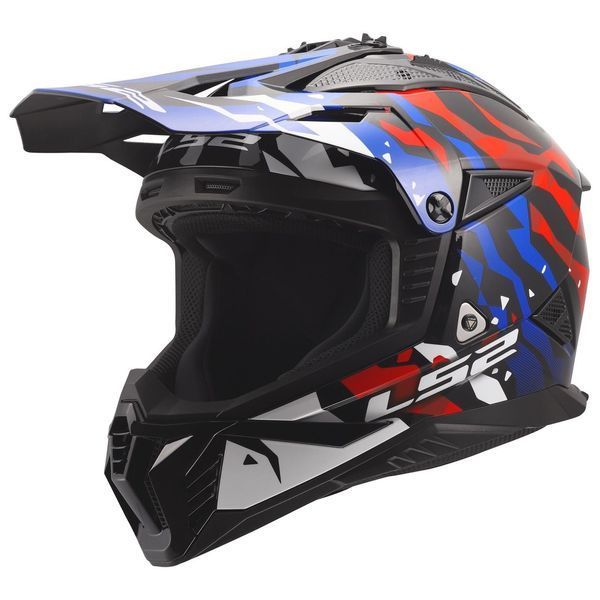 Мотошолом LS2 MX708 Fast 2 Grotesk White Blue Red 3XL 4670823323XL фото