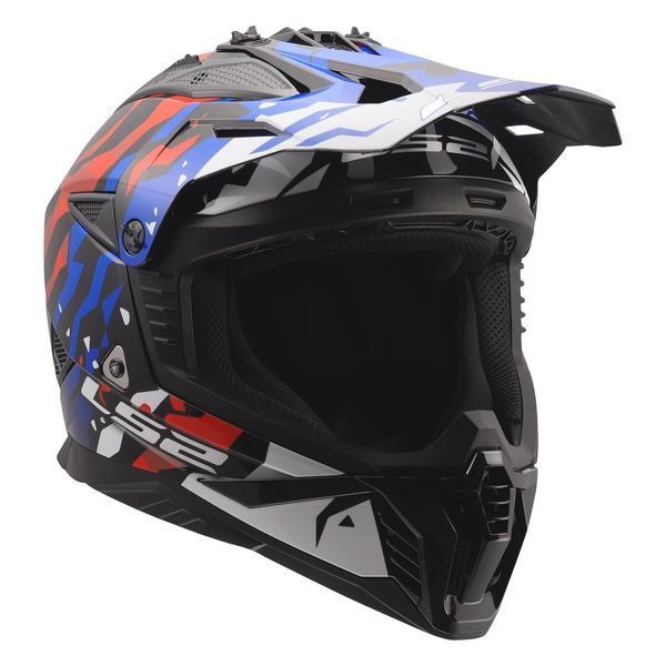 Мотошолом LS2 MX708 Fast 2 Grotesk White Blue Red 3XL 4670823323XL фото