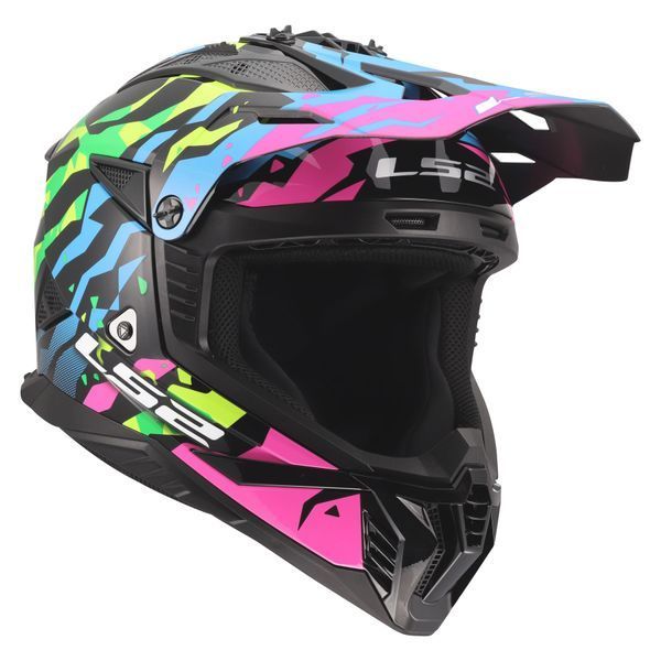 Мотошлем LS2 MX708 Fast 2 Grotesk Blue Pink Green 3XL 4670823543XL фото