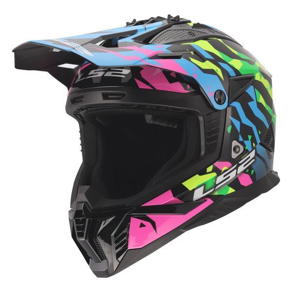 Мотошлем LS2 MX708 Fast 2 Grotesk Blue Pink Green 3XL 4670823543XL фото