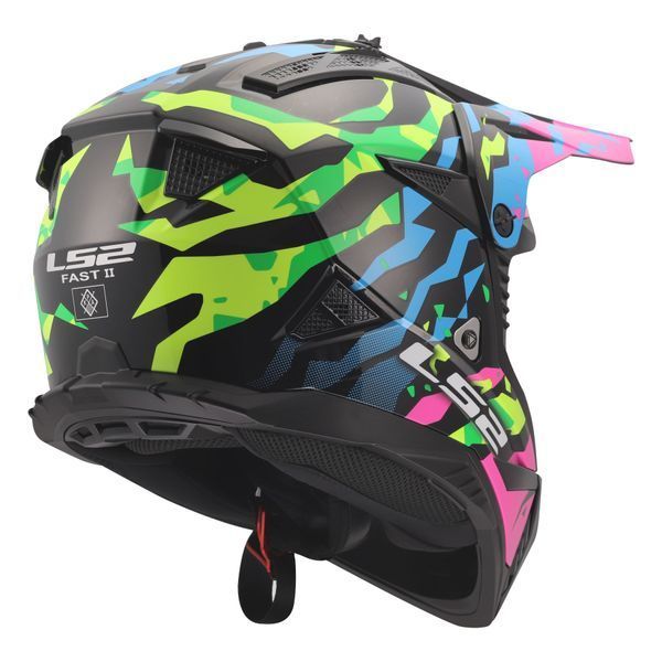 Мотошлем LS2 MX708 Fast 2 Grotesk Blue Pink Green 3XL 4670823543XL фото
