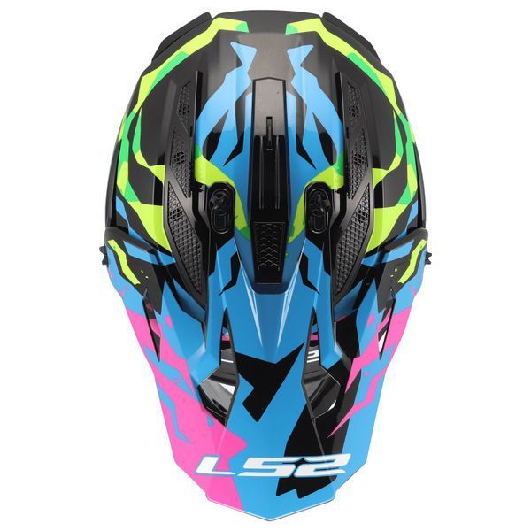 Мотошлем LS2 MX708 Fast 2 Grotesk Blue Pink Green 3XL 4670823543XL фото