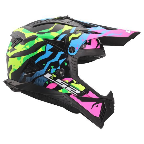 Мотошлем LS2 MX708 Fast 2 Grotesk Blue Pink Green 3XL 4670823543XL фото