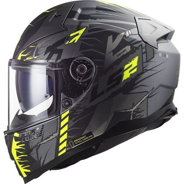 Шлем LS2 FF811 Vector 2 Techbot Matt Titanium Hi-Vis Yellow XL 168112253XL фото