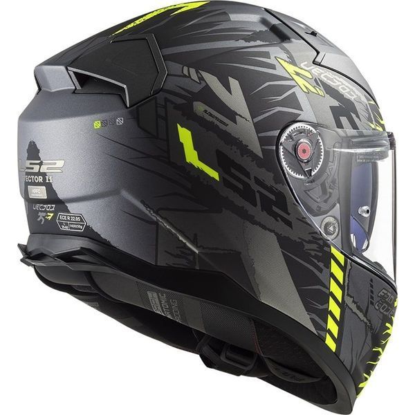 Шлем LS2 FF811 Vector 2 Techbot Matt Titanium Hi-Vis Yellow XL 168112253XL фото
