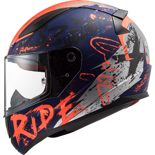 Шлем LS2 FF353 Rapid Naughty Matt Blue Fluo Orange XXL 103534150XXL фото
